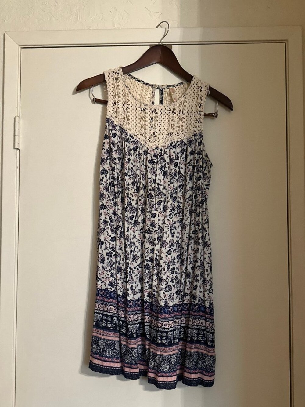 Xhiliration cream floral dress